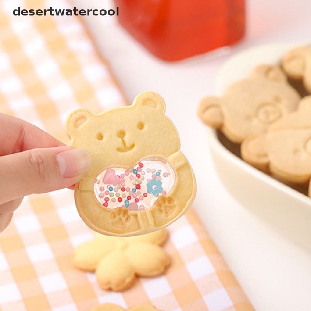 Deid 2/4Pcs Cetakan Beruang Lucu Cookie Bear Stamper Biscuit Cutter Set DIY Cetakan Kue Martijn