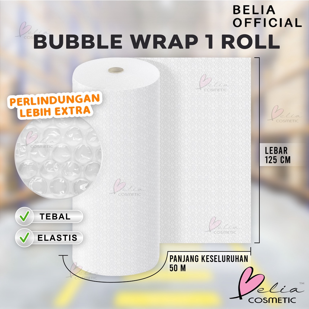 ❤ BELIA ❤ BUBBLE WRAP 1 ROLL Premium 125cm X 50m 2.4 kg | Rol Bubble Wrap Gulung Bening Packing Tebal | Elastis