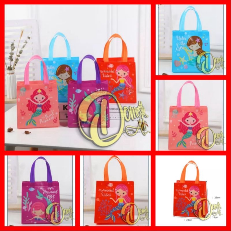 

TAS GOODIE BAG MOTIF MERMAID / Tas Souvenir Ulang Tahun / Goodie Bag / tas ultah karakter / Tas Ulang Tahun size S