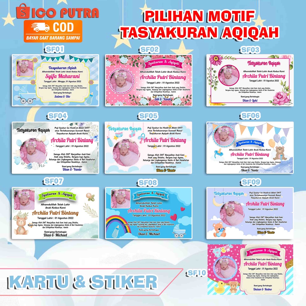 Kartu nama & stiker bayi Syukuran&Akikah New desain