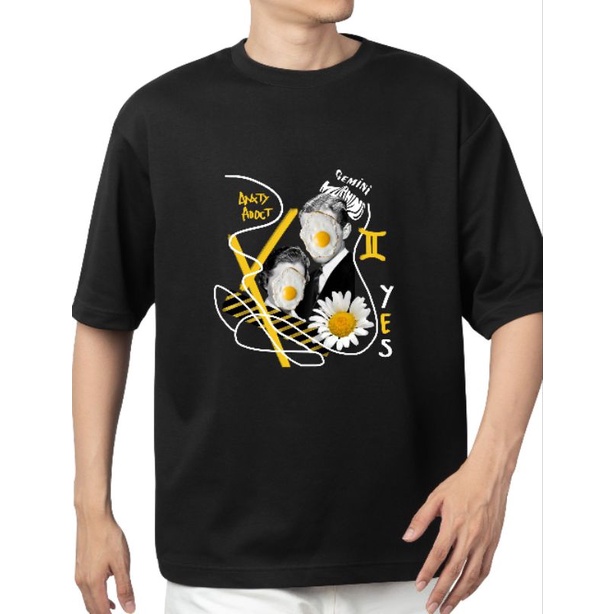 Kaos Oversize Printed T-Shirt Anxiety Addict - Gemini