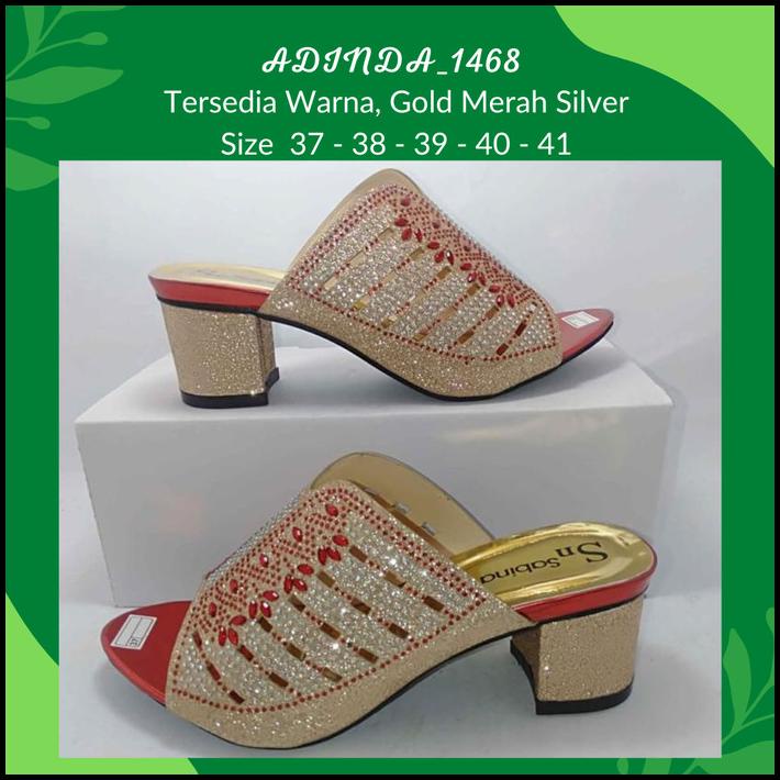 Sandal/Sandal Pesta Wanita Payet Hak Tahu 5Cm/Widgess/Higheels/Slop