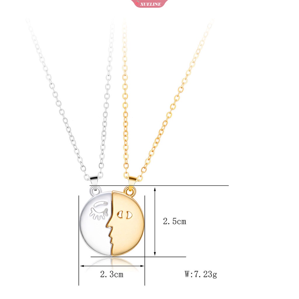 Baru Liontin Magnet Pasangan Kalung Wanita Pria Sederhana Wajah Manusia splicing Kalung set Pesona Persahabatan Perhiasan Hadiah [ZXL]