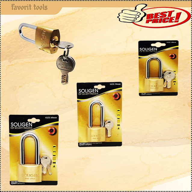 Gembok Komputer Soligen Leher Panjang Anti Maling Gembok Pengaman