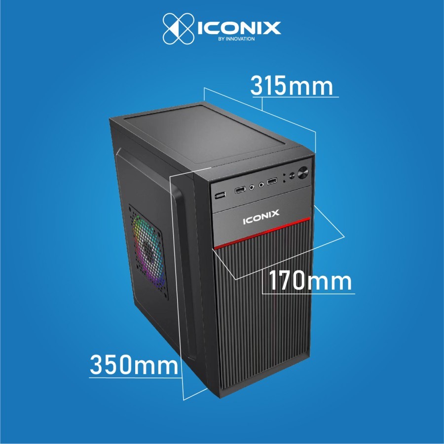 CASING PC GAMING ICONIX LEO FREE PSU 500WATT CASING KOMPUTER