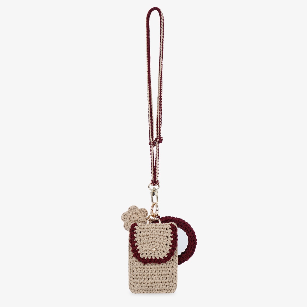 

Desc - Pampas ID Card Holder Lanyard Mirror Set / Crochet - Dompet Rajut