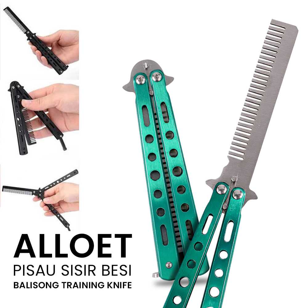 Sisir Besi Butterfly Model Training Knife CS GO - Sisir Saku Lipat Mini Portable Hair Styling Pria K