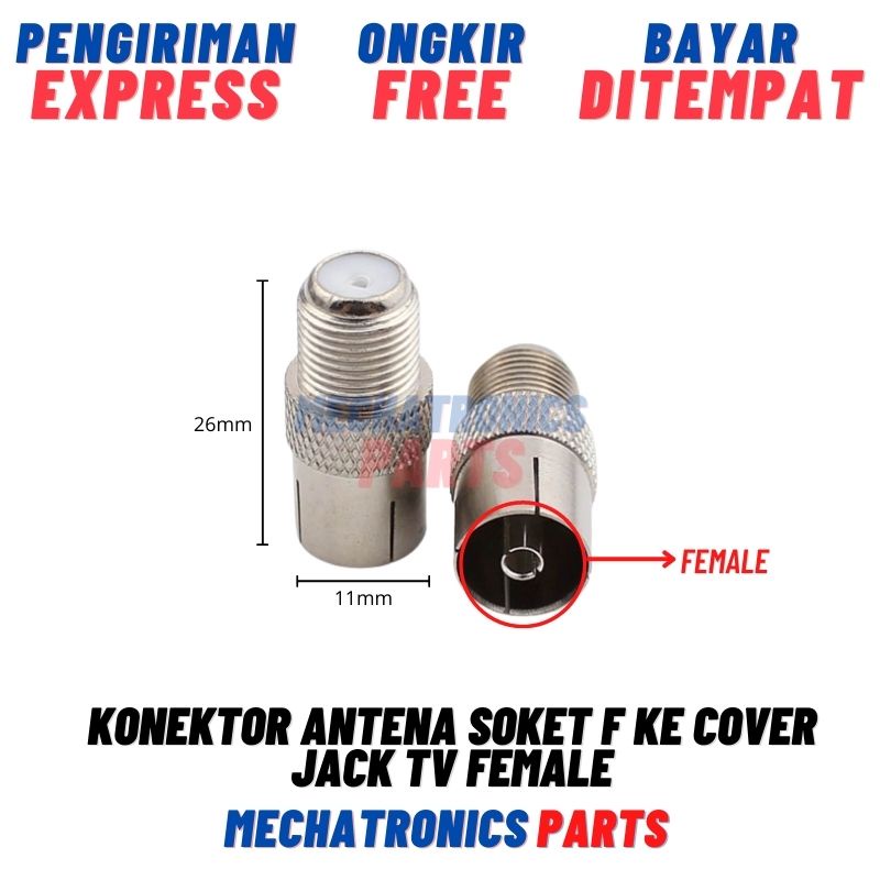 Konektor Antena Soket F ke Cover Jack TV Female Socket Connector Sambungan