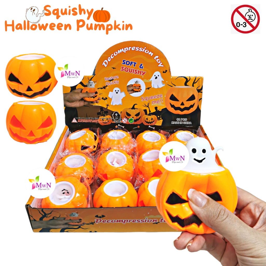 MWN Mainan Squishy Labu ada Hantu / Squishy Pumpkin Anti stress