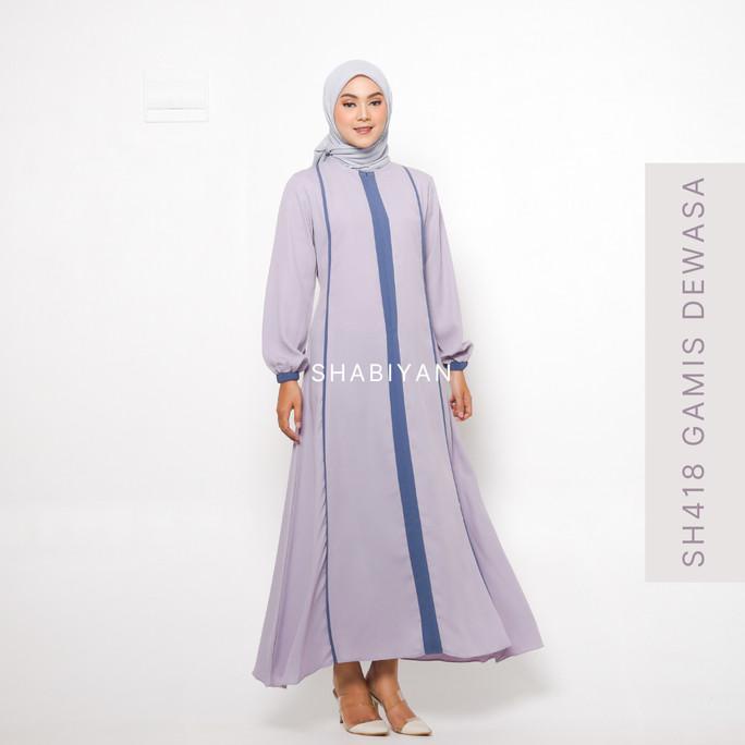 Shabiyan id 418 Gamis Wanita Polos Kombinasi Moscrepe Premium
