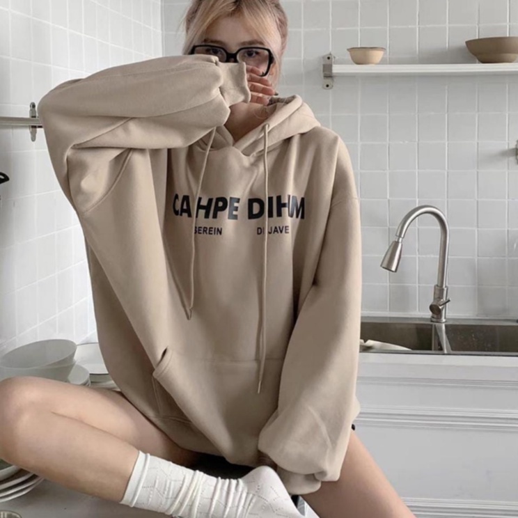 OVERSIZE XXL CAHPE Sweater Hoodie Crewneck Outfit sweatshirt Hodie Ootd Wanita Kekinian Oversize Baju Atasan Sweeter Hoddie Korean Style Switer Cewek Remaja Sweter Baju Atasan Bahan Fleece Tebal