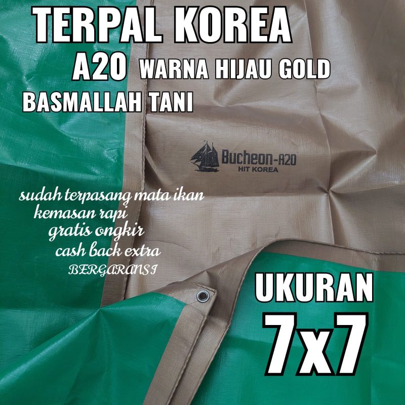 Terpal KOREA A20 Warna Hijau Gold ukuran 7x7 meter merk TRECK