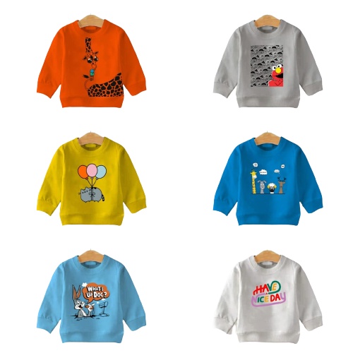 TokoMilkan - Sweater Anak LakI Laki Atau Perempuan COMBO MOTIF CAT, SWEET &amp; STAR Umur 1 - 6 Tahun Bahan Fleece