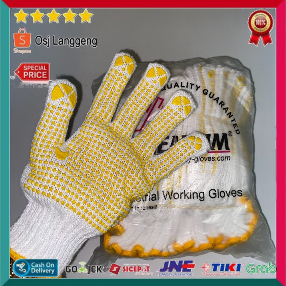 Sarung Tangan Bintik Kuning - Sarung Tangan Polkadot - Sarung Tangan Anti Slip Murah