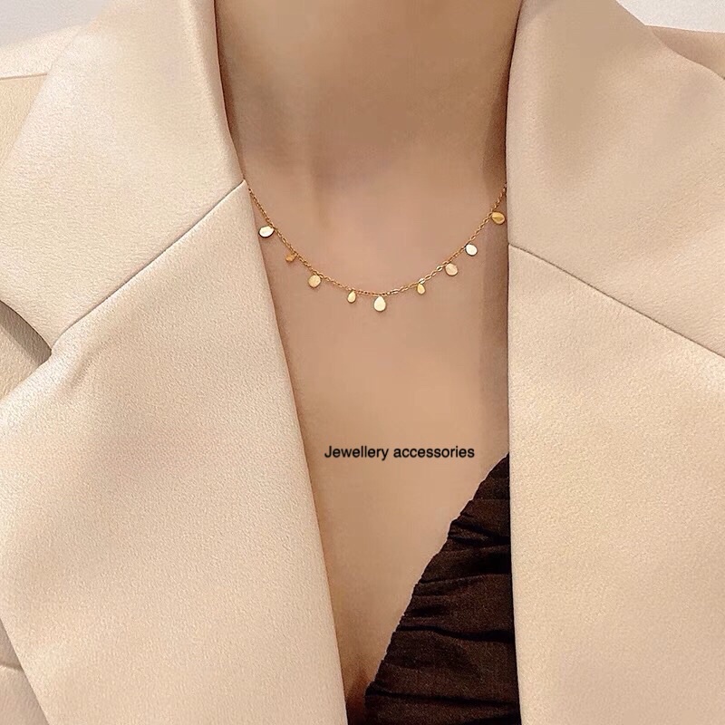 Kalung Titanium Gold Mata Air Trending Elegant Korea Fashion Style