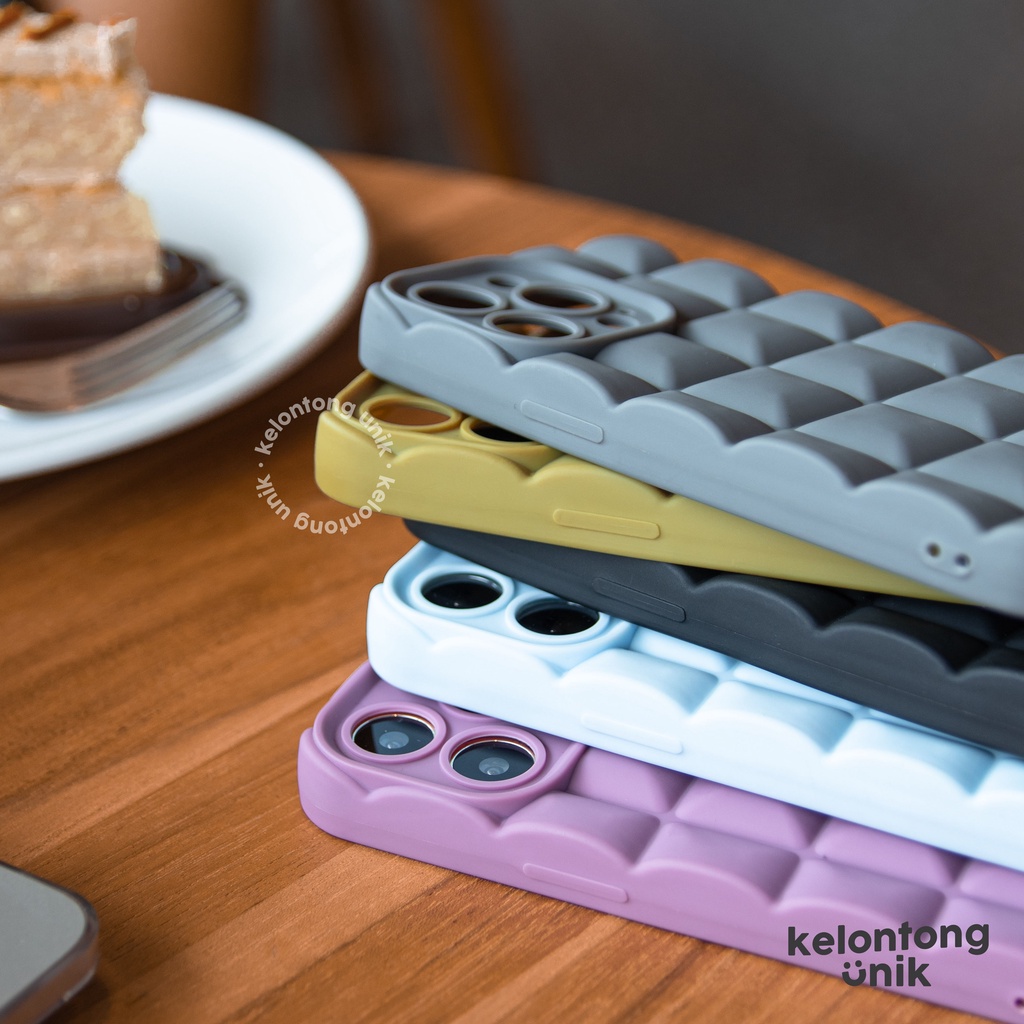 (Seri 1) For iPhone - Waffle Silicone Case/ Puffy Grid Case