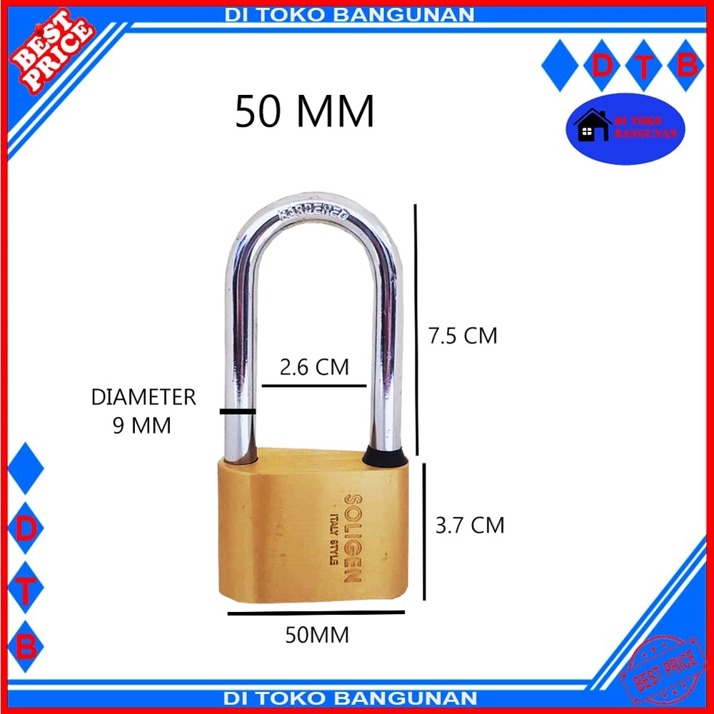 Gembok Soligen Per Panjang Kuningan Computer Key 40MM Gembok Rumah