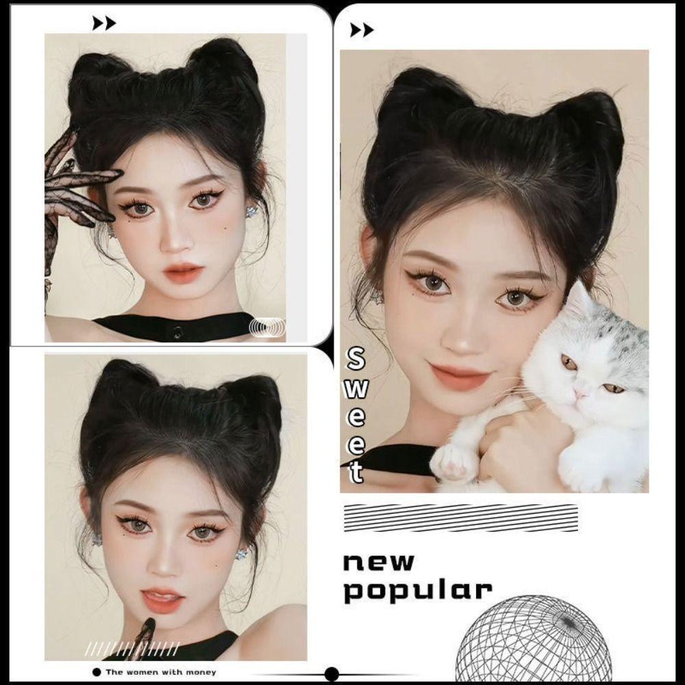 Preva 2Pcs/Set Wig Telinga Kucing Cakar Untuk Wanita Manis Panas Y2K Fashion Lazy Hairstyle Tools