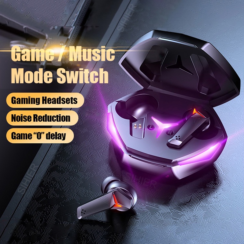 T33 TWS Gaming Headset Bluetooth 5.2 Double Mode Earphone Wireless Full Bass Super HiFi Stereo Sound IPX7 Waterproof Headphone Henset Bloetooth with Microphone Sport Handset Hedset Handsfree Earbuds Hendset Hanset Hetset Heandset Android