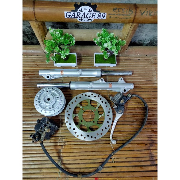 Paket lengkap sok depan plus kaliper rem cakram disk piringan tromol Supra fit new fit x fit s PNP g