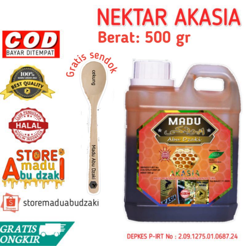 

Madu hutan asli 100% nektar akasia Abu Dzaki bisa COD gratis sendok madu kayu