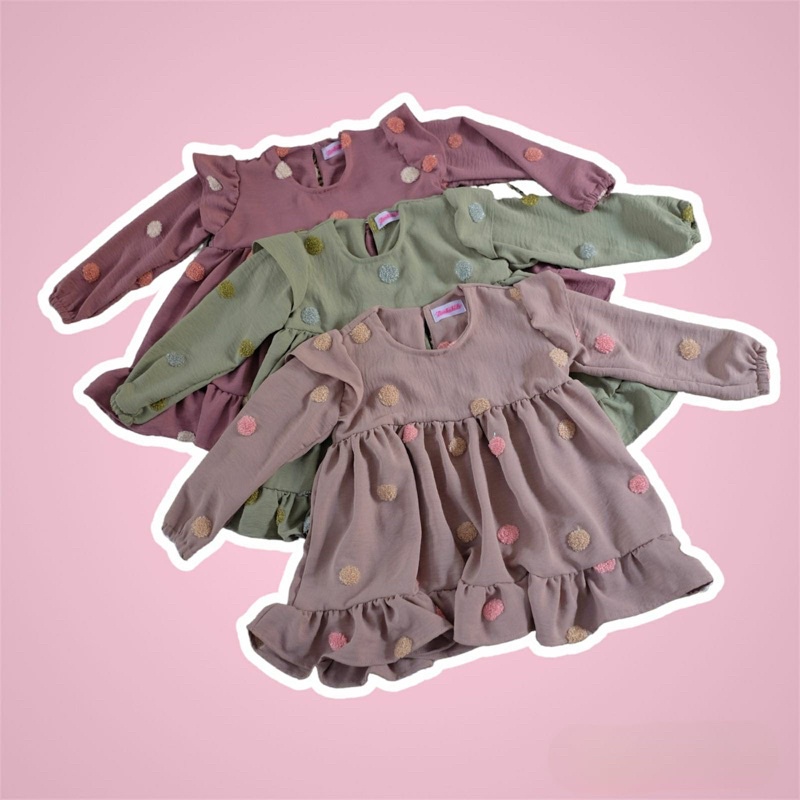 Aluna Kids Dress Cey Crinkle Pompom