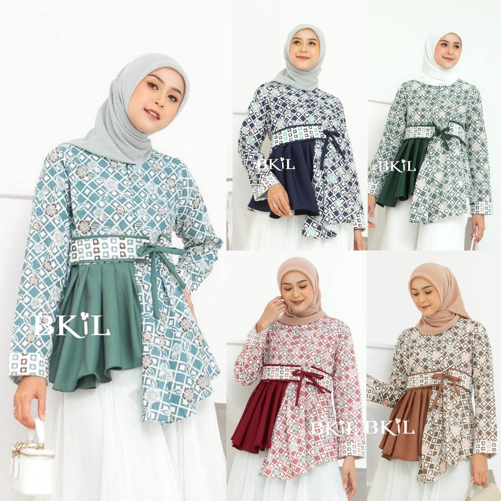 Baju Batik Wanita Modern Atasan Blouse Batik Kerja Kantor Wanita Seragam Batik Modern M L XL XXL