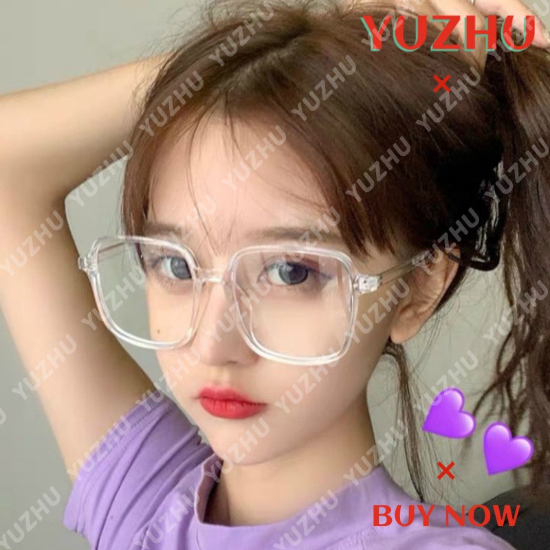 (YUZHU) Kacamata Bingkai Transparan Fashion Korea Baru Oversized Square Frame Anti Blue Light Eyeglasses