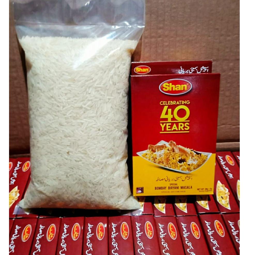 

(V-M3M-☛) PAKET NASI BRIYANI ( BASMATI 1 KG + SHAN BUMBU INSTANT BRIYANI 1 ) viral