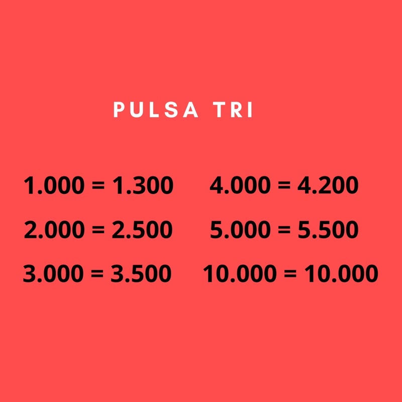 PULSA TRI MURAH PROMO 1k - 10k PULSA TRANSFER