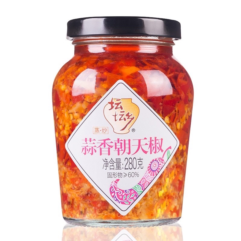 sambal pedas gila pedes parah cocol super pedas atau tumis sambal cabai bawang putih suan xiang chao tian jiao 坛坛香蒜香朝天椒 280gr