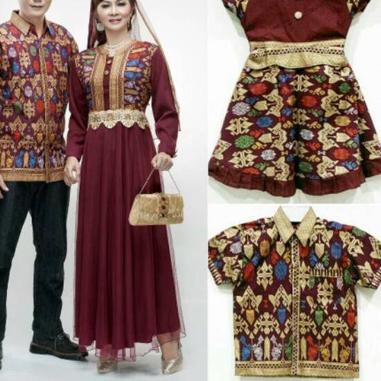 Model Baru SGjoda Batik Gamis Couple Keluarga kombinasi TILE, tersedia anak gamis dress dan kemeja