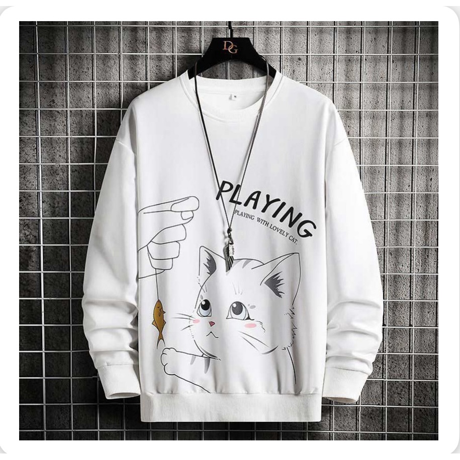 FLAYING CAT Sweatshirt Basic II Sweater Crewneck Print DTF II Sz M - XL Anak &amp; Dewasa ( Pria &amp; Wanita )