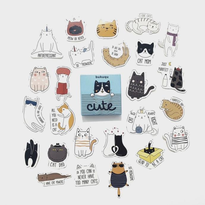

Stiker Journal Cute Cat untuk Notebook, Planner by bukuqu
