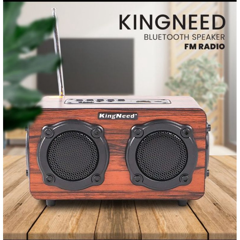 Kingneed Bluetooth Speaker FM Radio Wood Design - S409