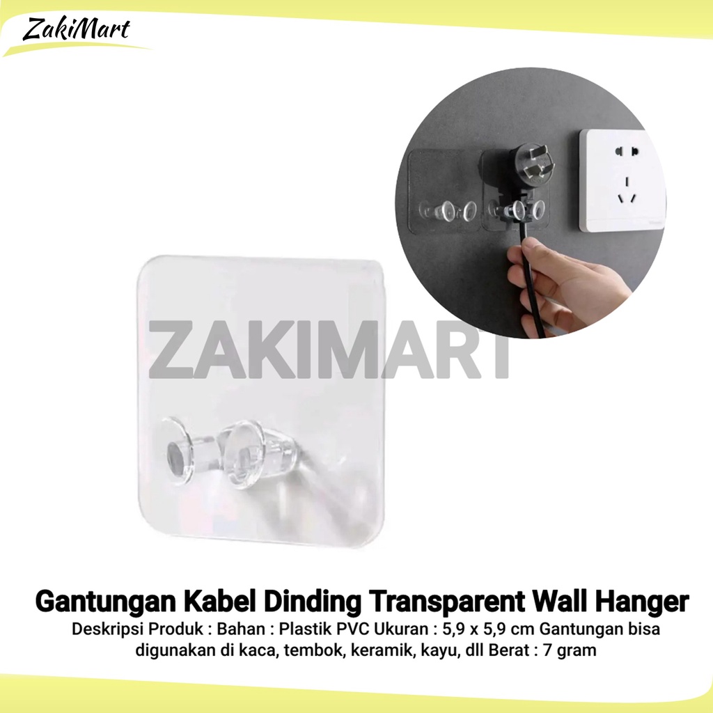 Gantungan Kabel Dinding Transparent Wall Hanger Gantungan Charger HP