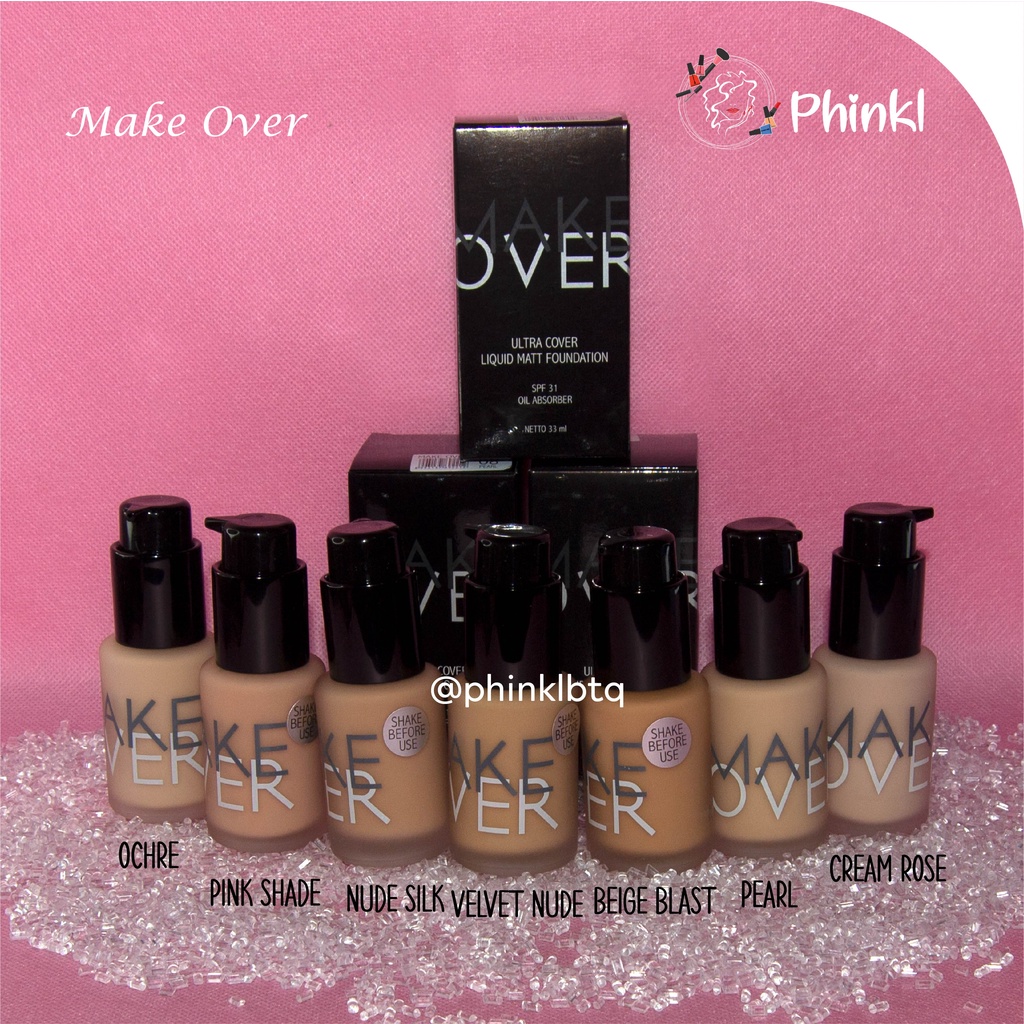 `ღ´ PHINKL `ღ´ 🅼🅰🅺🅴 🅾🆅🅴🆁 Make over ultra cover liquid foundation alas bedak full coverage ala sultan