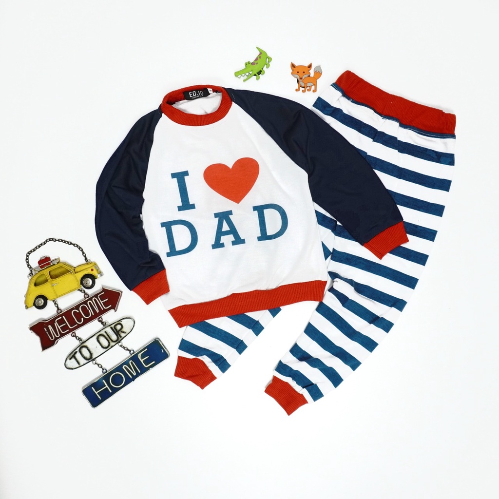 Amspro setelan anak laki-laki stelan anak setelan anak baju anak love mom love dad