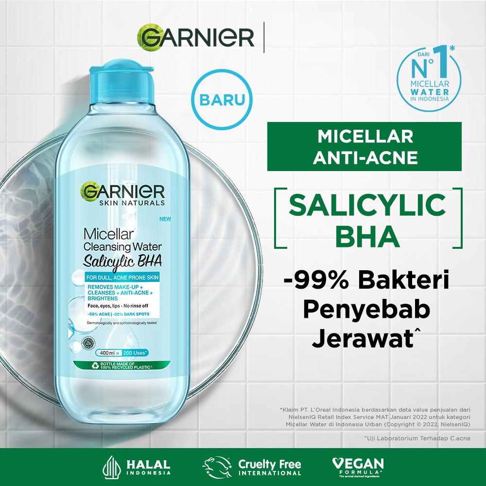 ☘️Yuri Kosmetik☘️ Garnier Micellar Salicylic Blue BHA 400ml