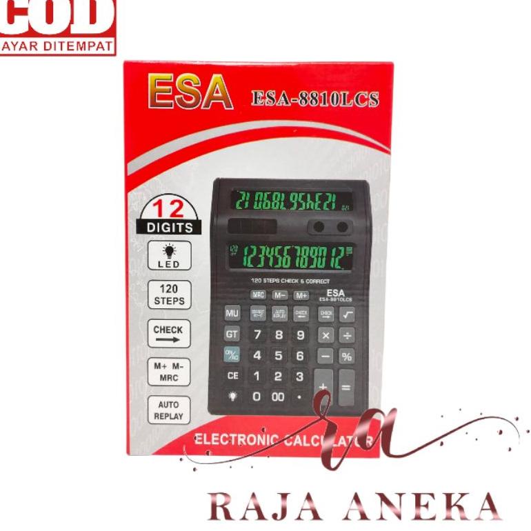 

[D-P3P-✉] Kalkulator Layar Lcd Led menyala Calculator Besar Esa 8810 12 digit cek ulang 2 layar bolak balik_siap dikirim