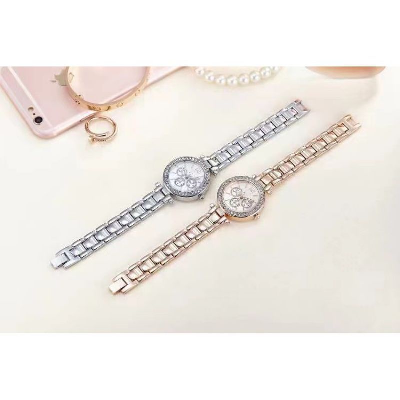 (Terima Cod)Jam Tangan Wanita Fashion DR New Mata&quot; Crono3 Varisi Strap Rantai/Stell(Dikirim Jakarta)