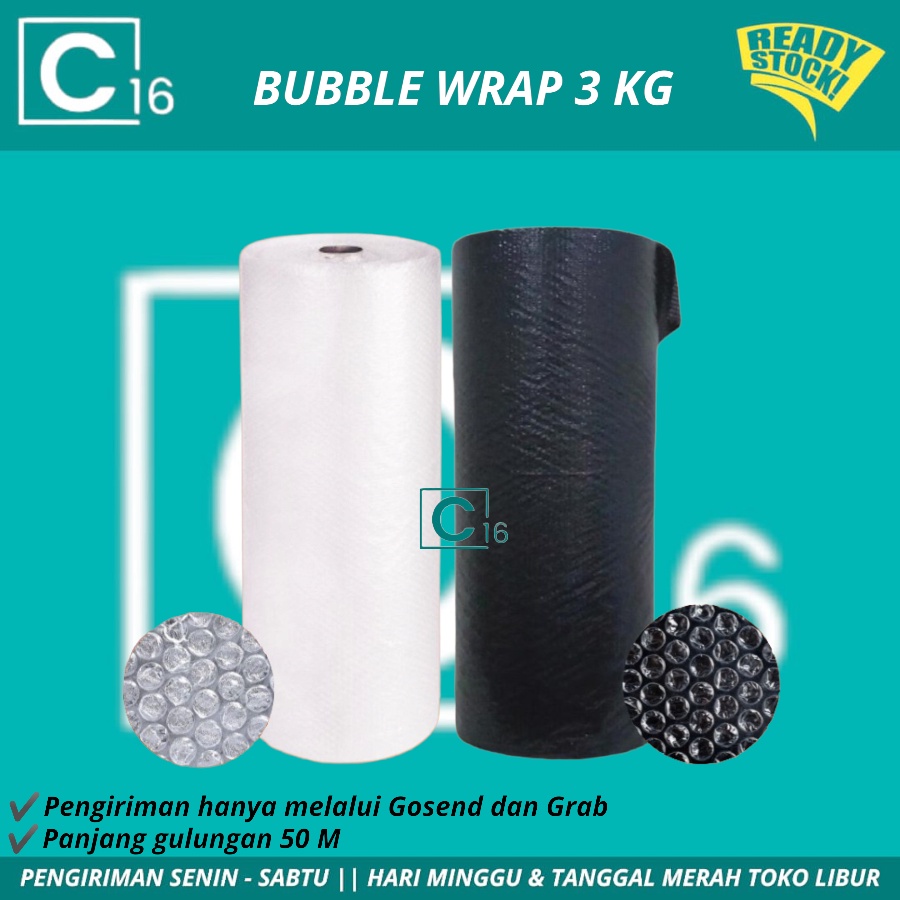 

(GOSEND/GRAB) Bubble Wrap 125 x 50M 3KG Kualitas Premium Hitam Bening BUBBLE WRAP TEBAL MURAH PERROLL