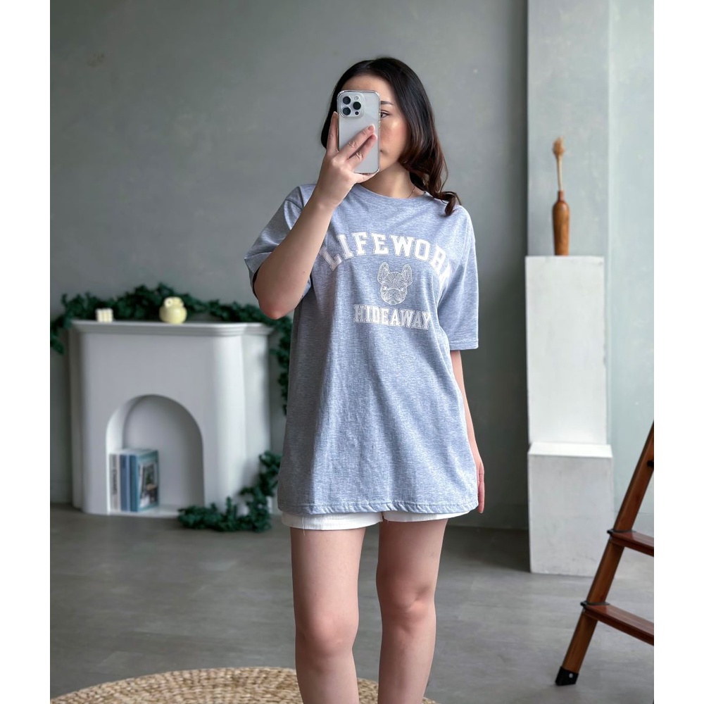 INFINITEE Kaos Oversize Wanita Dewasa Bahan Katun
