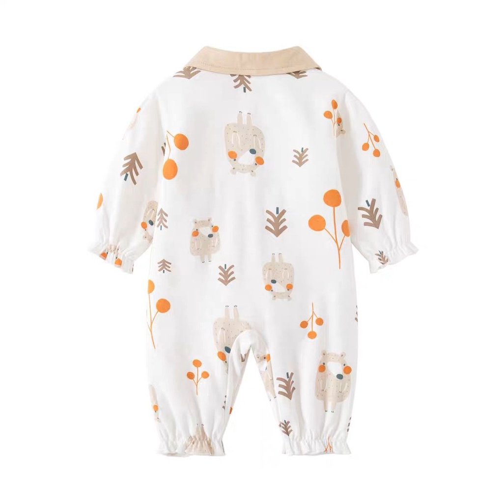 Jumper bayi perempuan usia 0-2 tahun motif FLOWER OREN / baju jumper baby import premium