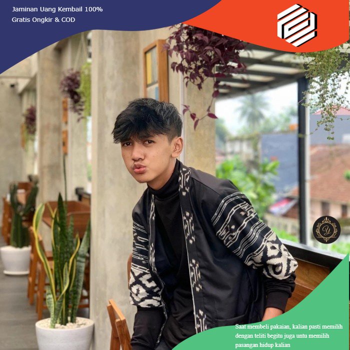 baju DISKON Outerwear Cardigan Pria Kimono Batik Modern Kombinasi Tenun Etnik T3.3 - Hitam, M kimono