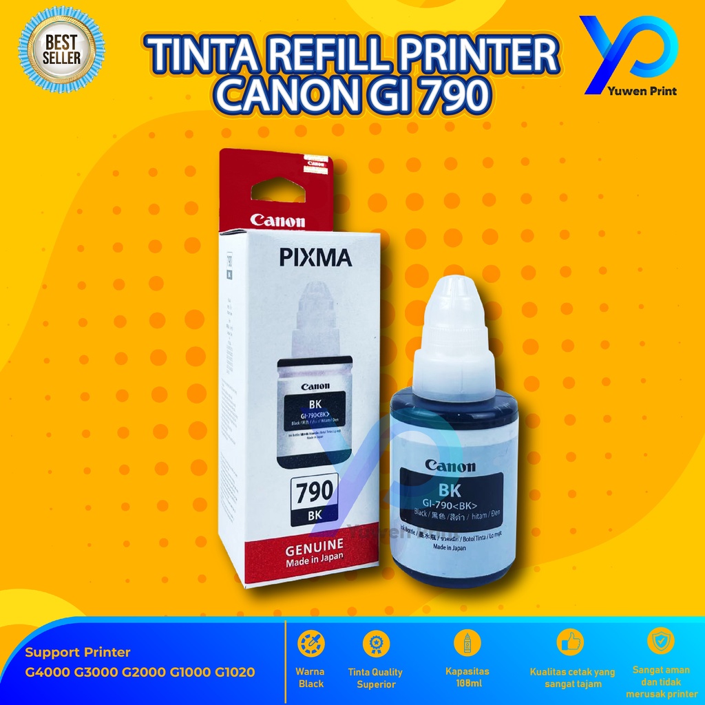 Tinta Canon Gi 790 Black For Printer G1000 G1010 G2000 G2010 G3000 G3010 G4000