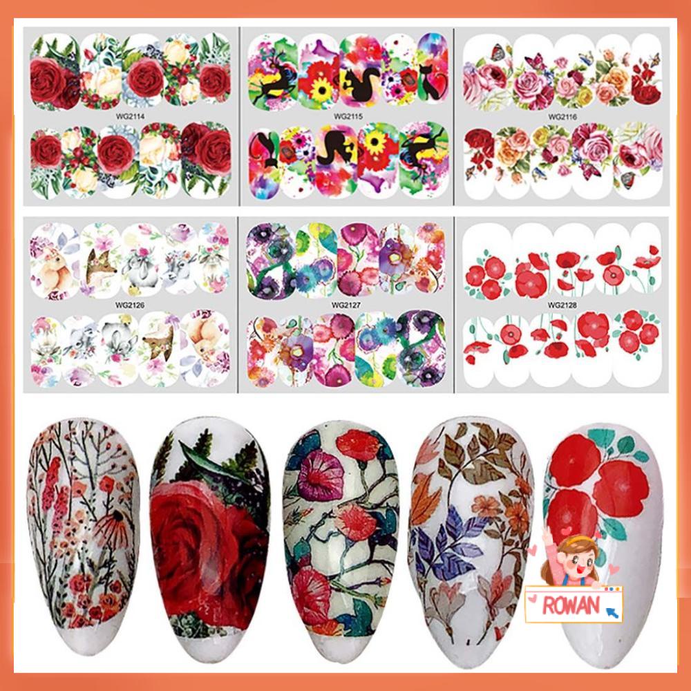 R-flower Flower Nail Stiker Air Musim Panas Kupu-Kupu Daun Sliders Leaves