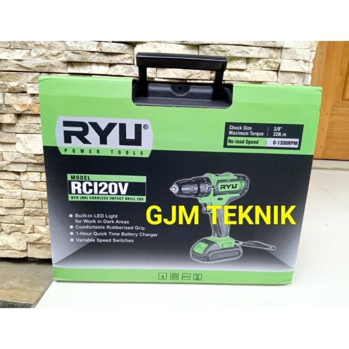Bor batrai merek Ryu RCI20V+Bor batrai 20 Volt+murah