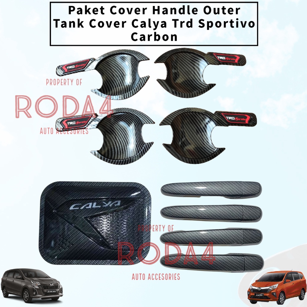 Paket Outer Handle Tank Cover Calya Sigra Trd Sportivo Carbon 2016 2017 2018 2019 2020 2021 2022 2023