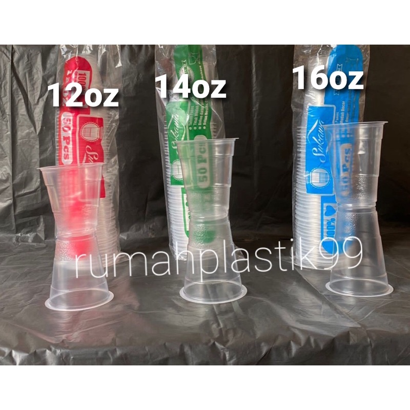 gelas cup kopi pop ice jus 12OZ 14OZ 16OZ 50 pcs